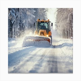 Snow Plow Driving In The Snow 3 Canvas Print