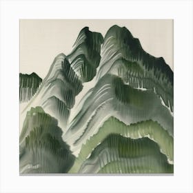 Japanese Watercolour Of Mount Oyama 2 Canvas Print