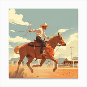 Cowboy Riding A Horse 4 Canvas Print