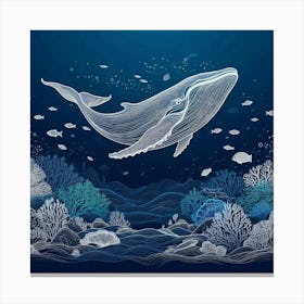 Line Art whale 2 Canvas Print