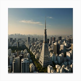Aerial View Of Tokyo Tower Canvas Print