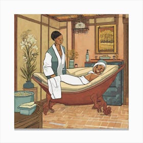 Woman In A Bath Tub Canvas Print