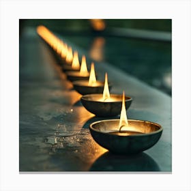 Lit Candles On A Table 2 Canvas Print