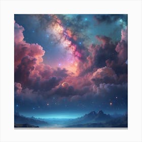 Sky With Clouds And Stars Canvas Print