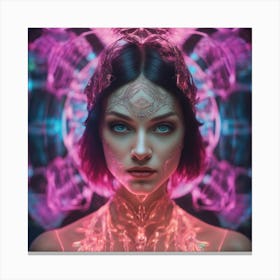 Futuristic Neon Laser Space Princess Canvas Print