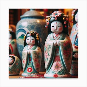 Japanese ceramic dolls 2 Canvas Print