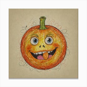 Halloween Pumpkin Drawing 2 Canvas Print