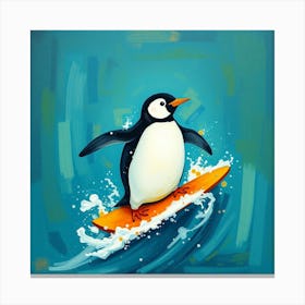 Penguin Surfing 2 Canvas Print