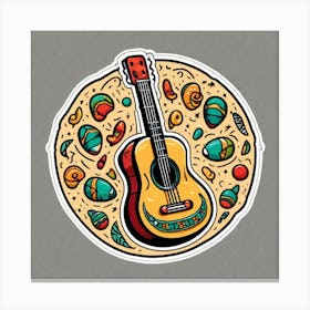 Mexican Guitar And Maracas Sticker 2d Cute Fantasy Dreamy Vector Illustration 2d Flat Centere (49) Canvas Print