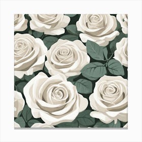 White Roses Seamless Pattern 4 Canvas Print