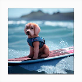 Dog On Surfboard Canvas Print