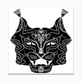 Lynx mask linocut stylized Canvas Print