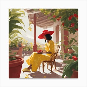 Woman In A Yellow Hat Canvas Print