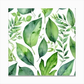 Illustrative Albedo Watercolor Green Leaves Art 2 Canvas Print