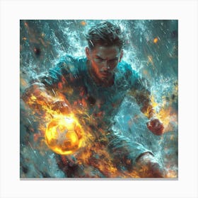 Soccer Player In Fire Canvas Print