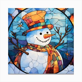 Snowman Stained Glass 3 Canvas Print