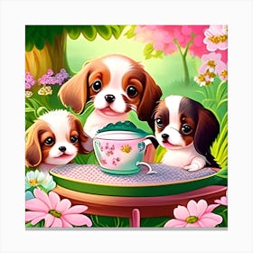 Puppy Tea Party Canvas Print