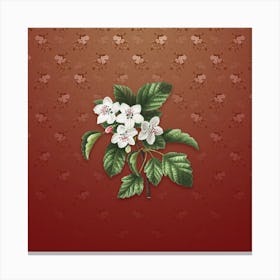 Vintage Sweet Crabapple Botanical on Falu Red Pattern Canvas Print