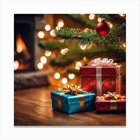 Christmas Presents Under The Christmas Tree Canvas Print