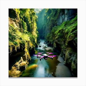 Drone Flying Over A River 1 Canvas Print