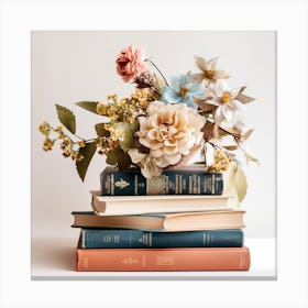 Flowers On Books 2 Canvas Print