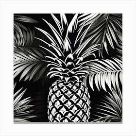Pineapple On A Black Background Canvas Print