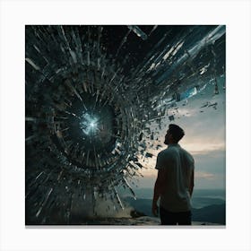 A Man Observing How Reality Break 2 Canvas Print