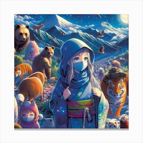 Ninja Girl In The Forest Canvas Print