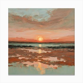 Sunset Over Ocean Lots Of Reflection Earthy Tones Canvas Print