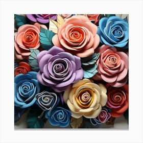Paper Roses Bouquet 1 Canvas Print