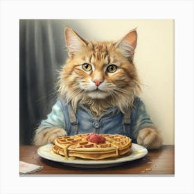 Cat With Waffles 4 Canvas Print