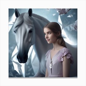 Girl And A Horse Canvas Print