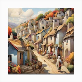 Village In The Mountains Canvas Print