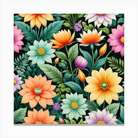Seamless Floral Pattern 3 Canvas Print