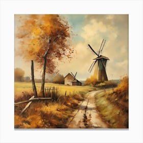 Vintage Oil Painting, Farmhouse Wall Decorations, Vintage Landscape, Printable Wall Art, Vintage Landscape Oil Painting.
5Windmills. Canvas Print