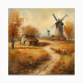 Vintage Oil Painting, Farmhouse Wall Decorations, Vintage Landscape, Printable Wall Art, Vintage Landscape Oil Painting.
6Windmills. Canvas Print