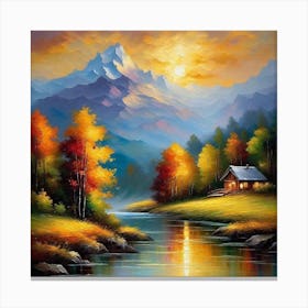 Cabin In The Mountains 1 Canvas Print