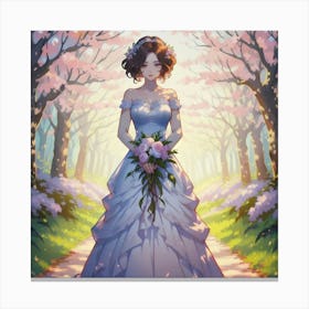 Girl With Flowers Canvas Print