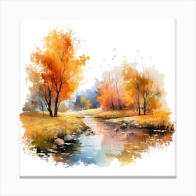 Watercolor Autumn Landscape 37 Canvas Print