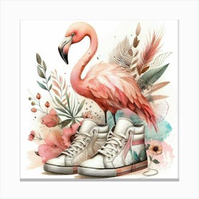 Strut in Style: A Fusion of Flamingo Grace and Sneaker Swag Canvas Print