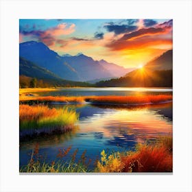 Sunset In The Mountains Canvas Print