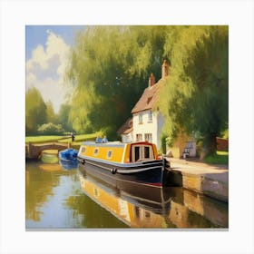 Boat On The Canal Canvas Print