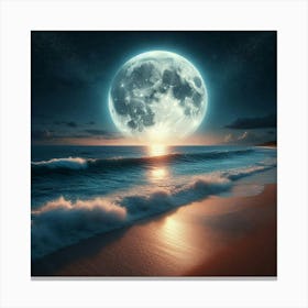 Full Moon On The Beach 1 Canvas Print