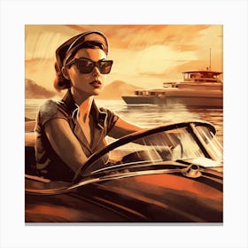 Woman Driving A Car Canvas Print