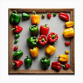 Peppers In A Frame 14 Canvas Print