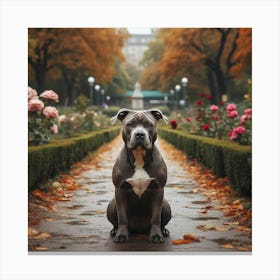 Pit Bull in the Park 2 Print Canvas Print