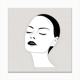 Portrait Of A Woman Line Art Black and White Canvas Print