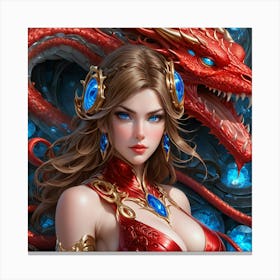 Woman With A Dragon ds Canvas Print