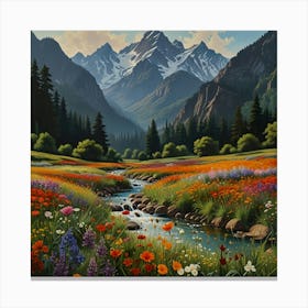 Valley Of Wildflowers Art Print Paintings Canvas Print