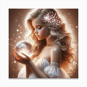 Girl Holding A Crystal Ball 1 Canvas Print